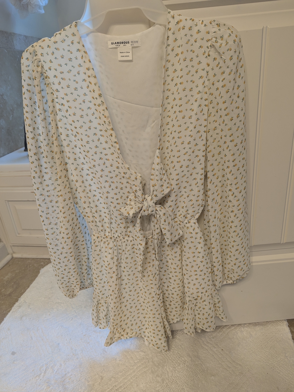 ASOS Glamorous Petite Cream Floral Tie-Front Romper